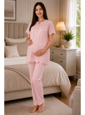 Effortt 9022 PUDRA KETEN Lohusa Pijama Takımı